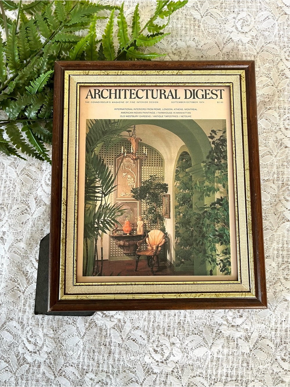 Vintage Solid Wood Framed Architectural Digest Decor 8x10